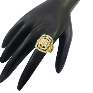 Anillo de compromiso para mujer con racimo de diamantes blancos naturales, oro amarillo de 14K, corte redondo, estilo clásico, color I-J, claridad SI - Product Image 5