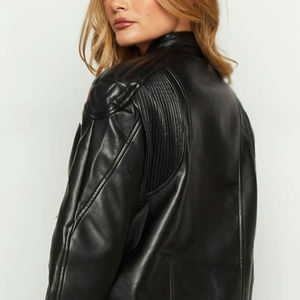 High Quality Womens <b>Leather</b> <b>Jacket</b> Custom Made Multi Color Zipper Loose Full Sleeve Oversized Coat Female New Fashion Lady - Product Image 5