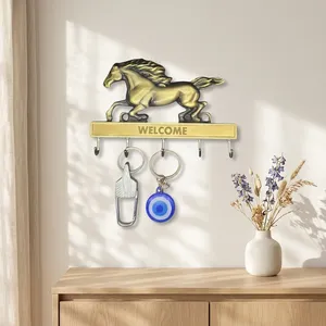 Premium-quality Brass Key Holder Hooks Metal Hanging Key Holder for Wall Decoration Gold Color horse style Designed <b>Vintage</b> look - Product Image 6