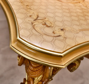 Juego de Comedor de Madera de Teca Sólida Dorada de Lujo, Estilo Europeo Clásico Tallado, para Uso en Hoteles, Hecho en Indonesia - Product Image 5