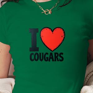 Camiseta corta de moda para mujer Heart I Love COUGARS - Product Image 4