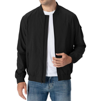 Blouson Bomber Classique Noir Personnalisé pour Homme – Fermeture Éclair Intégrale, Col Montant, Ourlet Côtelé – Vêtement d'Extérieur Décontracté Style Urbain pour la Mode Moderne