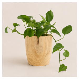 Maceta de Madera Maciza Hecha a Mano con Diseño Moderno y Simple, Macetero Redondo de Madera Tallada a Mano para Decoración de Interiores y Mesas - Product Image 1