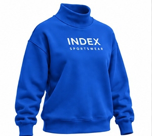 Sweat-shirt à col roulé bleu Index Sportswear, manches longues, en polaire, décontracté, pour l'automne, taille normale pour adulte - Product Image 4