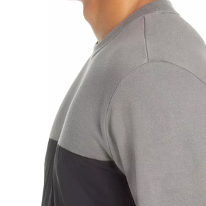 Suéter gris negro sólido para hombre, manga larga, con bolsillo frontal, suéter de invierno 100% algodón - Product Image 5