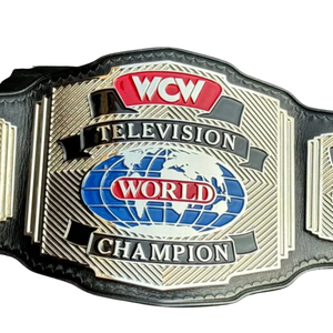 WCW Television World Championship Belt Black Leather Silver and Blue Design Premium Quality Title Belt for Wrestling Fans - Product Image 2