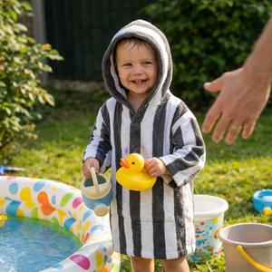 Poncho de Playa con Capucha para Niños, 100% Algodón Peinado de Fibra Larga Premium, Secado Rápido, Ecológico, Unisex, Bata de Baño para Niños Pequeños - Product Image 6