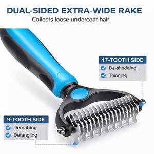 Hot Selling Wholesale Stainless Steel Pet Grooming <b>Dog</b> Cat Comb <b>Slicker</b> <b>Brush</b> Deshedding Massaging Tool DC-1709 Custom Brand OEM - Product Image 4