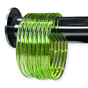 Indian Viral Jelly Green Clear Premium Kashmiri glass Bangles Set Trendy <b>Wedding</b> Daily Wear for Women Wholesale Price - Product Image 2