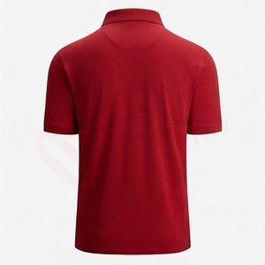 Men's <b>Red</b> Short Sleeve Cotton Pique <b>Polo</b> <b>Shirt</b> Casual Breathable Regular Fit Solid Knitted Design - Product Image 2