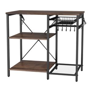 "5-Shaped Hooks X-Shaped Support Bar <b>Kitchen</b> Bakers <b>Rack</b> 35.4 Inch Wide Multi-Layer <b>Storage</b> for Fruits" - Product Image 1