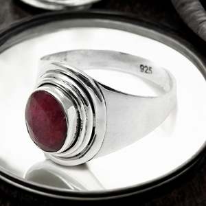 Anillo de Plata de Ley 925 al por Mayor con Piedra Preciosa de Rubí Natural de Alta Calidad, Joyería Bohemia Hecha a Mano para Niñas y Niños - Product Image 4