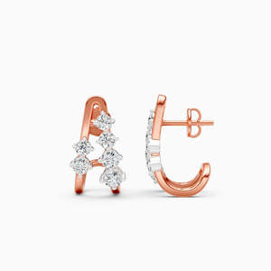 Pendientes de Diamantes Cultivados en Laboratorio en Oro Amarillo para Mujer, Corte Brillante, Clásicos, para Uso Diario, Joyería de Boda, Color F - Product Image 2