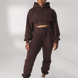 Conjunto Deportivo de 2 Piezas para Mujer, Primavera 2025, OEM, Personalizado, Top Corto y Sudadera con Capucha Oversize - Product Image 5