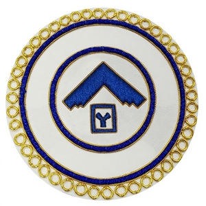 Écusson brodé rond personnalisé à coudre, bleu et or, motif chevron, emblème uniforme - Product Image 1