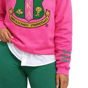 Custom Winter / Autumn A| K | A Long Sleeve Solid Crew Neck Sweatshirt for Sorority womens 500 Grams Pink colour - Product Image 5
