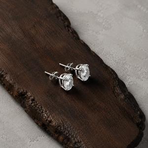 Pendientes de Lujo con Moissanita de Corte Ovalado, Plata de Ley 925, Clásicos, Solitarios de 4 Puntas, Engaste de Garra Plateado para Boda - Product Image 2