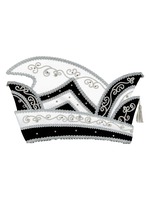 Casquette de prince de carnaval traditionnelle en satin noir et jaune de qualité supérieure avec broderie argentée unisexe pour toutes les saisons