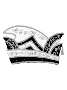 Gorro de Carnaval Tradicional Negro y Amarillo de Primera Calidad, Gorro de Príncipe para Festival de Carnaval Bordado en Negro y Plata - Product Image 2