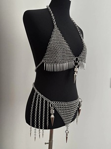 Conjunto de Bikini de Malla Metálica de Acero Inoxidable, Top de Armadura Gótica para Festival, Atuendo para Fiesta Rave - Product Image 4