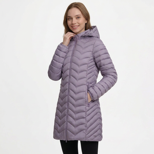 Chaqueta Larga Acolchada Informal para Mujer, con Capucha, Manga Larga, Color Sólido, Abrigo de Invierno, Relleno de Poliéster, Cierre de Cremallera, Secado Rápido - Product Image 6