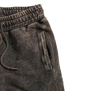 Pantalon de jogging décontracté en coton délavé pour homme, taille élastique avec cordon de serrage, poches latérales, délavage sable, poids moyen, idéal pour l'automne - Product Image 2
