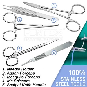 FENTEX CE Certified Suture Practice <b>Kit</b> Full Set Stainless Steel Surgical Tools Reusable 14 Pre-Cut Wounds Silica <b>Gel</b> Suture Pad - Product Image 2