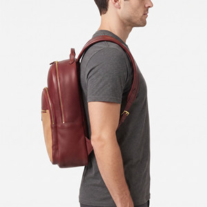 Men Leather Laptop Backpack Zipper Travel <b>Bag</b> Custom Logo Leather Laptop Backpack Men Leather Laptop Backpack Work Travel - Product Image 2