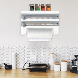 Magnetic Kitchen Organizer with Cutter Refillable Aluminum Tin Foil Disposable <b>Plastic</b> <b>Wrap</b> Dispenser - Product Image 2