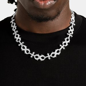 Collier à maillons en moissanite pour homme, argent 925, bijoux de créateur de luxe, élégant, scintillant, cadeau personnalisé, accessoire de mode - Product Image 1
