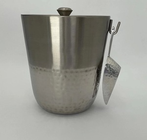 Cubo de Hielo Profesional de Acero Inoxidable con Tapa y Pinzas, Enfriador de Hielo de Doble Pared Duradero para Servicio de Bar y Fiestas, Estilo Americano - Product Image 1