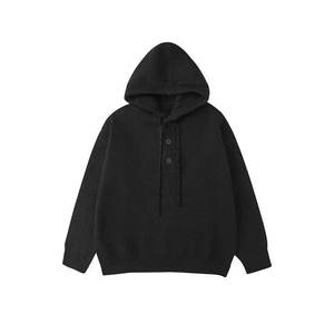 Suéter Vintage Grueso para Hombre con Capucha; Diseño Casual de Punto Holgado con Botones; Prenda de Punto Versátil de Color Sólido Antiencogimiento - Product Image 6