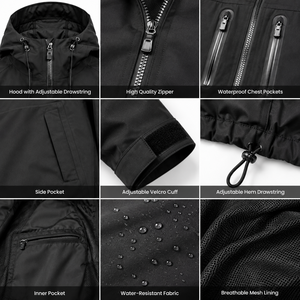 Custom Black Hooded Techwear <b>Jacket</b> Waterproof Windbreaker Streetwear <b>Jacket</b> Hip Hop Utility <b>Jacket</b> Manufacturer - Product Image 5
