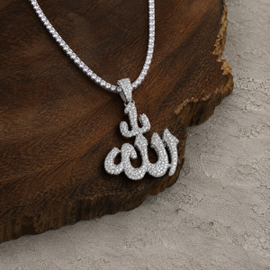 Colgante Personalizado al por Mayor con Letra Árabe Islámica de Corte Brillante y Micro Pavé, de Plata de Ley 925, Chapado en Oro/Plata, con Moissanita Helada - Product Image 2