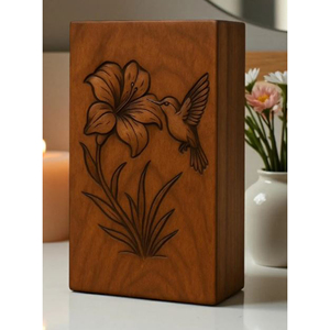 Elegant Wooden Funeral Urn with Natural Finish Classic Wooden Cremation Urn for Adult Ashes by AYAANS - Product Image 2