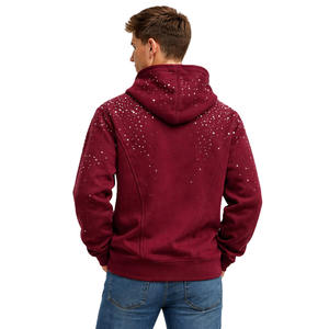 Sudadera con capucha de algodón grueso con pedrería Hotfix para hombre, estilo oversize, para streetwear, marca privada - Product Image 2