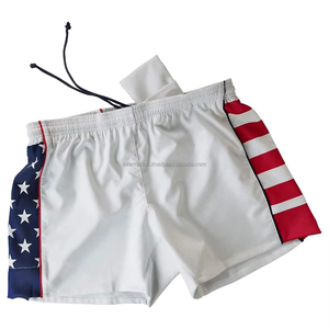 กางเกงรักบี้แบบซับลิเมชั่นสั่งทำพิเศษสำหรับผู้ชาย สีขาว โพลีเอสเตอร์ผสมสแปนเด็กซ์ เอวยางยืดพร้อมเชือกผูก กางเกงกีฬาสำหรับทีมผู้ใหญ่ - Product Image 1