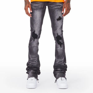 Jeans de Moda Hip Hop para Hombre, Elásticos, de Algodón, Corte Regular, para Uso Diario, Cintura Media, Cierre de Botones, con Bolsillos, Pantalones Vaqueros - Product Image 2