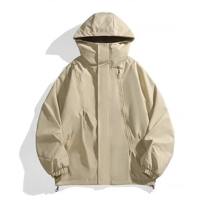 Unisex Outdoor Canvas Winter Work <b>Rain</b> <b>Jacket</b> Waterproof Windproof Windbreaker Hooded Reversible Front Logo Custom - Product Image 3