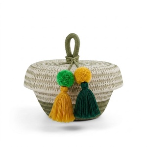 Panier décoratif en coton fait main de haute qualité pour le Ramadan, boîte de rangement en coton avec couvercle, fournisseur exportateur - Product Image 1