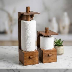 Portarrollos de Papel Higiénico Cuadrado de Madera Ecológico Premium, Diseño Moderno Hecho a Mano, Ideal para Regalo de Inauguración, Venta al por Mayor a Bajo Precio - Product Image 1