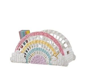 Cute <b>Rainbow</b> Water Hyacinth Storage Basket Woven Pastel Sky Theme Toy Organizer Bin for Kids <b>Room</b> <b>Decor</b> - Product Image 1
