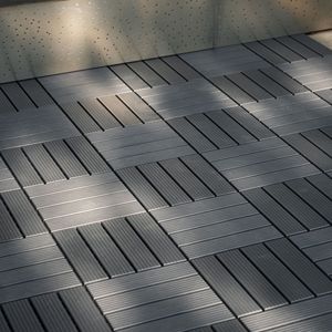 44 Pack Plastic <b>Interlocking</b> Deck <b>Tiles</b> 12\"x12\" Square Waterproof Outdoor Patio Decking <b>Tiles</b> for All Weather Use - Product Image 1