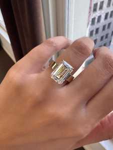 Luxury 5.00CT VS1 Emerald Cut Diamond Solitaire <b>Ring</b> Lab Grown 14K Solid Gold Fine <b>Proposal</b> Charms For Lovers - Product Image 3