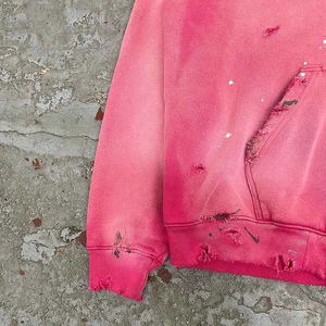 Sweat-shirts personnalisés brodés pour hommes, à strass, double fermeture éclair, à capuche, épais, de haute qualité, effet délavé soleil - Product Image 4