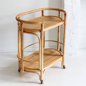 รถเข็นอาหารหวายดีไซน์โดดเด่น คุณภาพเยี่ยม รถเข็นเครื่องดื่มแบบมีล้อ - Product Image 6