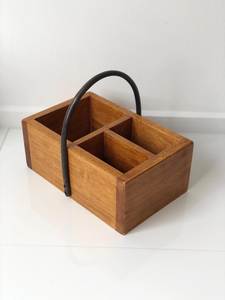 Antique Wooden <b>Spice</b> Organizer Caddy With Condiment Jars <b>Kitchen</b> Storage <b>Rack</b> Rustic Style Standing Type Single Tier Storage - Product Image 3