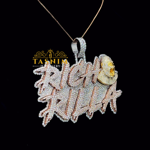 TASMIN JEWELRY Iced VVS Moissanite Diamant-Buchstabenanhänger im Rich Rilla Stil, Hip-Hop Micro-Insert Charm - Product Image 5