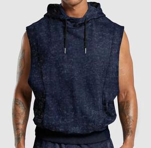 Sudadera con Capucha sin Mangas para Hombre, 100% Algodón, Felpa, Corte Regular, Color Gris Sólido, Ropa Casual de Otoño, Impresión Digital, Secado Rápido - Product Image 3