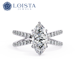 Bague de fiançailles personnalisée en diamant de laboratoire 2 carats, solitaire marquise, or blanc, certifiée IGI pour femme - Product Image 2